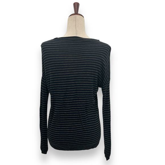 Vince Black and Gray Striped Crew Neck Sweater - Picture 7 of 9